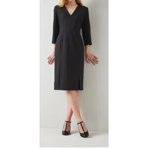 L.K. Bennett Sky Black Crepe Dress with LENZING™ ECOVERO™ viscose size 4 NWOT